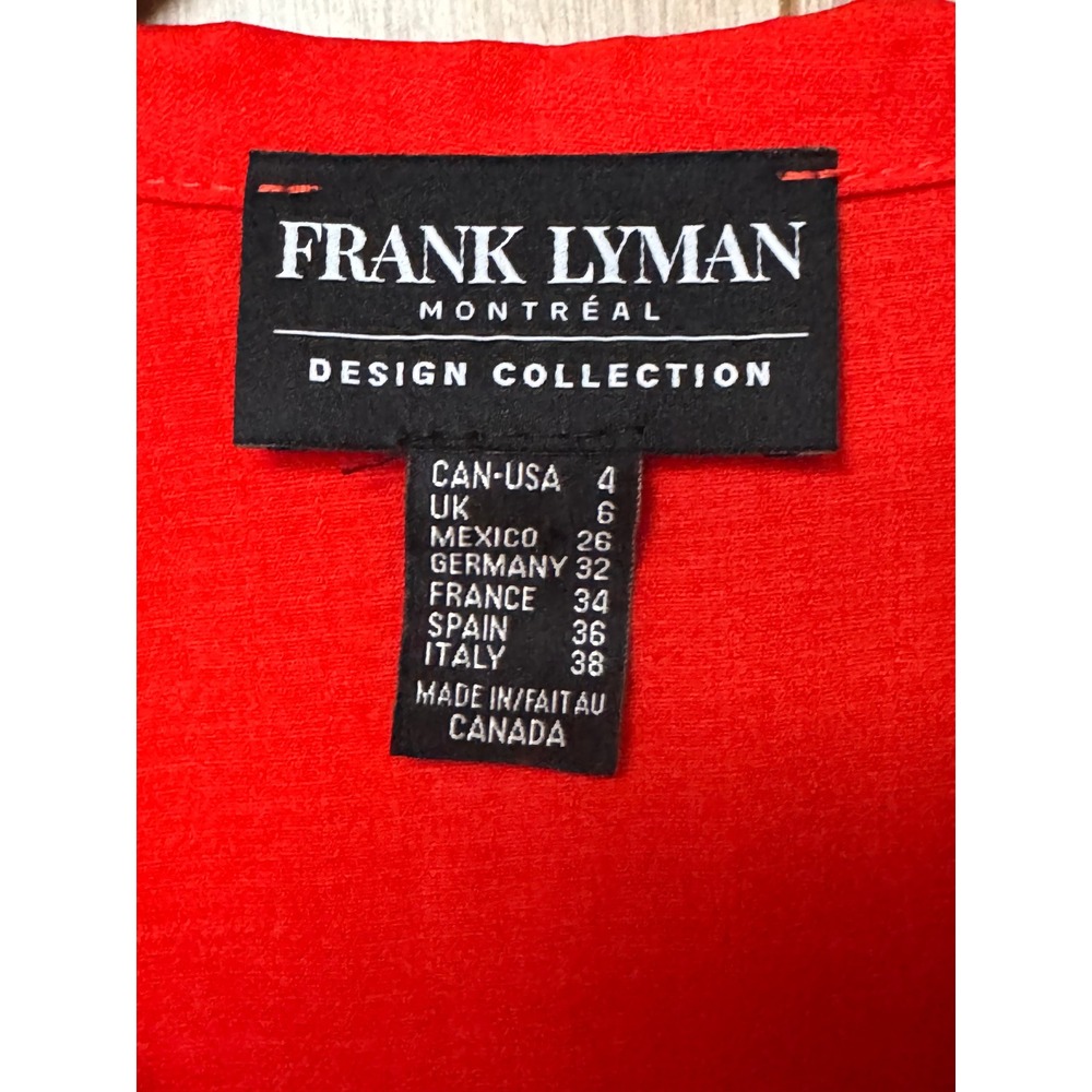 Frank Lyman Montreal Red Button Up Top Design Collection Size‎ 4 - Picture 3 of 5